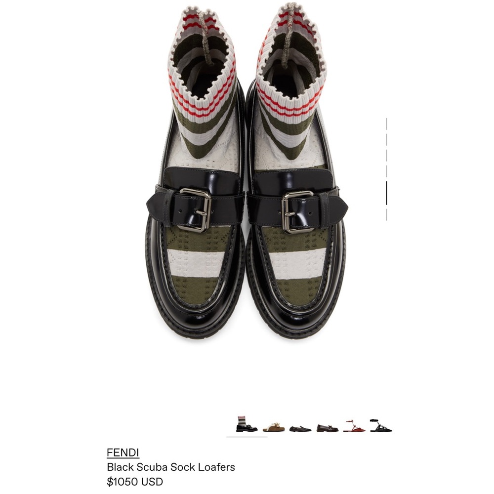fendi rockoko leather scuba sock loafer 36 1/2